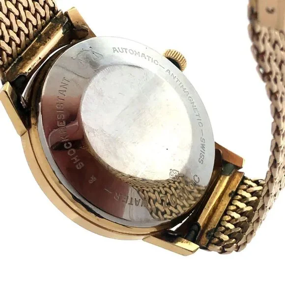 Zodiac 10KT Yellow Gold Filled Day Date Round Analog Mens Wrist Watch